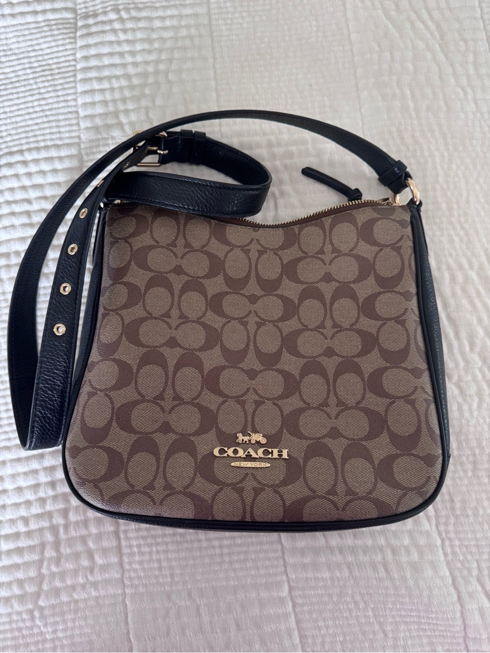 Coach Brown Signature Canvas Crossbody with Black Trim - Picture 2 of 4